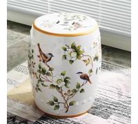 EKDJSN Sgabello in Ceramica, Sgabello a Tamburo Smaltato e Dipinto a Mano, Sgabello a Tamburo in Stile Cinese, Sgabello Porcellana, Sgabello da Trucco, Tavolino Laterale, Poggiapiedi(White)