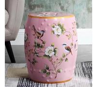 EKDJSN Sgabello in Ceramica, Sgabello a Tamburo Smaltato e Dipinto a Mano, Sgabello a Tamburo in Stile Cinese, Sgabello Porcellana, Sgabello da Trucco, Tavolino Laterale, Poggiapiedi(Pink)