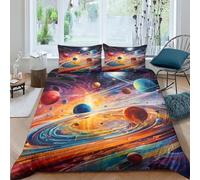 EKDKERBDI 3D Con Stampa Di Planet Set Di Biancheria Da Letto 3 Pezzi Set Copripiumino Morbida Microfibra Per Ragazzi E Ragazze,coppie,camera Da Letto,decorazione Double(200x200cm)