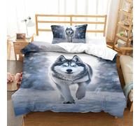 EKDKERBDI 3D Stampa Set Copripiumino Husky Set Di Lenzuola Con Chiusura Lampo E Federe,morbida Microfibra Piumone Per Ragazzi E Ragazze,2 Pezzi Single（135x200cm）