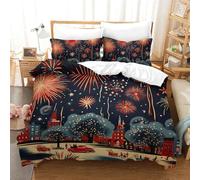 EKDKERBDI Fuochi d'artificio 3D Stampa Set Di Biancheria Da Microfibra Set Copripiumino E Federe Cerniera Nascosta 3 Pezzi Per Bambini E Adulti Double(200x200cm)