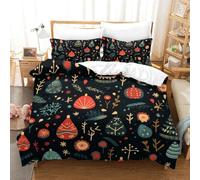 EKDKERBDI Natale 3D Stampa Set Di Biancheria Da Letto Microfibra Set Copripiumino Con Federa Chiusura Cerniera 3 Pezzi Per Bambini E Adulti Double(200x200cm)