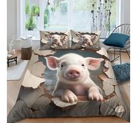 EKDKERBDI Stampa 3D Piglet Set Di Biancheria Da Letto 3 Pezzi Set Copripiumino E Federa Coordinata Per Ragazzi E Ragazze,coppie,camera Da Letto,decorazione King(220x240cm)