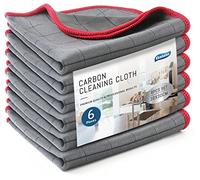 Ekedalen Panni Magic Microfibra Carbonio 400GSM, 6X Asciugamani Senza Aloni Catturapolvere, Strofinacci Pulire per Vetri Pavimenti Bagno Casa Cucina Auto Moto, Stracci Pulizia Riutilizzabili, Rosso