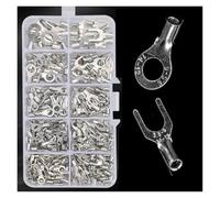 EKFBQBGW 320 Pezzi Terminali Non isolati ad Anello a Forcella Terminali in Ottone Tipo U Kit assortimento Cavo Connettore Filo Crimpatura Forcella