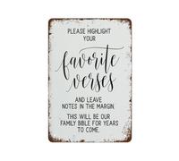 EKFBQBGW Family Bible Keepsake Vintage Metal Sign Heritage Scripture Verse Retro Wall Decor For Living Room 8 X 12 inch