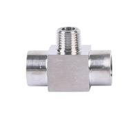 EKFBQBGW M14 M16 M20 1/2" 3/8" BSPP Female Thread Stainless Steel Tee Type 3 Way High Pressure Pipe Fitting Connector(Female-Male-Female,NPT1I2)