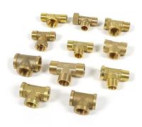 EKFBQBGW Pneumatic Plumbing Brass Pipe Fitting Male/Female Thread 1/8" 1/4" 3/8" 1/2" BSP Tee Type Copper Fittings(Female-M-F,1/8")