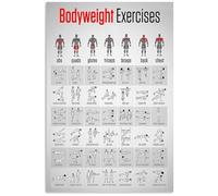 EKFBQBGW Retro Bodyweight Workout Poster - Old School Exercise Chart on Metal Tin Sign, Durable Wall Decor for Garage Gym or Industrial Space Unframed,08x12inch(20x30cm)