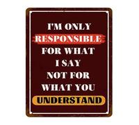 EKFBQBGW Retro Funny Tin Sign Im Only Responsible For What I Say Not For What You Understand Vintage Metal Wall-Art For Man Cave 8 X 12