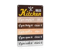 EKFBQBGW Rustic Farmhouse Kitchen Sign with Vintage Rules Tin Wall-Art for Country Kitchen Dining Room Decor Aluminum Metal Sign 8 X 12