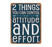 EKFBQBGW Scandinavian Bohemian Metal Sign Two Things You Control Your Attitude Effort Quote Wall Decor for Home 8 X 12