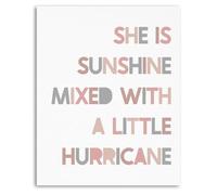 EKFBQBGW Whimsical Boho Baby Decor: Sunshine Hurricane Daughter Quote on Canvas - Framed Ready to Hang Art for Grandparent's House, Nursery Framed,08x12inch(20x30cm)