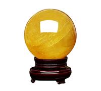EKFBQBGW Yellow Citrine Crystal Sphere Ball Crystals Stone with Stand Feng Shui Tabletop Sculpture Ornaments Implication Wealth and Success, ball-6cm