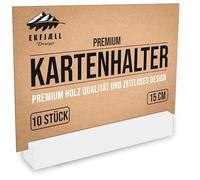 EKFJAELL Porta biglietti in legno 15 cm bianco in legno di faggio massiccio (set da 10), pesante e stabile - come porta foto, porta cartoline, menu, segnaposto come decorazione per matrimoni e molto