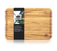 EKFJAELL Tagliere in legno di quercia con scanalatura per il succo 35 x 25 x 2 cm, strato antibatterico e cera dura - Tagliere in legno, vassoio per servire