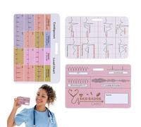 EKG Badge Card - Nursing Reference Guide for Quick ECG Interpretation | 3 pezzi Cardiac Badge Accessories for RN Clinicals ER ICU Telemetry, Pocket Size Charts, Clear Print, Durabled Lamination Work