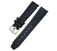 EKINS 18mm 19mm 20mm 21mm 22mm cinturino in gomma per Omega Sxwatch Seamaster Speedmaster Planet Ocean Tissot cinturino in gomma con estremità curva(Black Red,20mm)