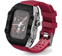 EKINS Cinturino in gomma fluoro + custodia in fibra di carbonio, kit di modifica per Apple Watch Ultra 8 7 6 5 4 SE 49 mm 45 mm 44 mm cinturino di ricambio, 45mm, Agata