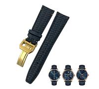 EKINS Cinturino in pelle di vacchetta intrecciata da 20 mm 21 mm 22 mm adatto per cinturino per orologio IWC Portugieser Pilot MARK18 Portofino(Dark Blue Golden1,21mm)