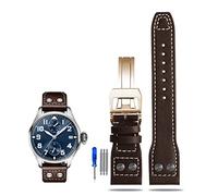 EKINS Cinturino per orologio in pelle con rivetto per piloti IWC Iw500916 Accessori per cinturini impermeabili morbidi e confortevoli a prova di sudore 21 cinturini da 22 mm(Brown White-Gold-ZK,21mm)