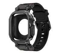 EKINS Custodia con cinturino per cinturino Apple Watch Ultra 2 49mm 44mm 45mm Custodia protettiva in TPU Bracciale in silicone per cinturini IWatch serie 9 8 7 6 5 4(B-Black,49mm)