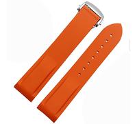 EKINS Fasce di orologi in gomma in gomma curva per omega seamaster 300 speedmaster cinturino 20mm 22mm di guardia del marchio(Orange-silver,22mm)