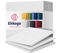 Ekkogo Pannelli acustici 12 pannelli da parete insonorizzati 42 x 42 x 0,4 cm Pannelli sonori ad alta densità per smorzamento del suono - [Quadrato bianco]