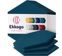 Ekkogo Pannelli acustici, confezione da 12 pannelli acustici da parete insonorizzati, 30 x 10 x 0,4 cm, pannelli sonori ad alta densità, con effetto turchese oceano