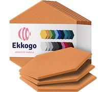 Ekkogo Pannelli acustici, confezione da 12 pannelli acustici da parete insonorizzati da 14 x 13 x 0,4 cm, pannelli sonori ad alta densità - [esagono arancione 70]