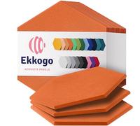 Ekkogo Pannelli acustici, confezione da 12 pannelli insonorizzati, 30,5 x 25,4 x 1,2 cm, pannelli sonori ad alta densità, pannelli fonoassorbenti - [Esagonale arancione papavero]