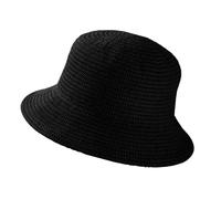 EKKONG Cappello di Paglia di Donna,Cappello da Spiaggia per Primavera，Cappello da Spiaggia in Paglia per l’Estate Viaggio e la Spiaggia Vacanze (Nero)