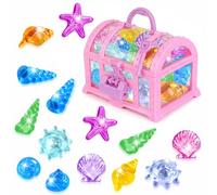 EKKONG Gemme Pirata Set, Gemme per Giocattoli Subacquei, Giocattoli per Immersioni con Gemme, 36 Pietre Colorate con 1 Forziere Pirati per per Piscine, Spiagge e Cacce al Tesoro (Rosa)