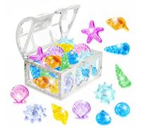 EKKONG Gemme Pirata Set, Gemme per Giocattoli Subacquei, Giocattoli per Immersioni con Gemme, 36 Pietre Colorate con 1 Forziere Pirati per per Piscine, Spiagge e Cacce al Tesoro (Argento)