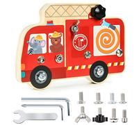 EKKONG Gioco Montessori, Montessori Vite Driver Consiglio, Giocattolo di Legno per Bambini, Giochi Educativo per Bambini 3 4 5 6 Anni, Regali per Bambino Bambina (Camion dei Pompieri)