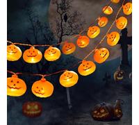 EKKONG Luci Halloween Zucca 3m 20 LED Lucine Zucca Halloween Interno Esterno Zucche Decorative Luminose Stringa per Camera da Letto, Giardino, Decorazioni Festa Autunnali Thanksgiving