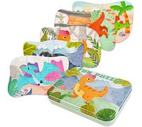 EKKONG Puzzle per bambini, Dinosauro Puzzles in Legno, Giocattoli Animali da Puzzle in Legno, 5 immagini puzzle, Educativo Giocattoli, Regalo per ragazzi ragazze dai 3 ai 4 e 5 anni