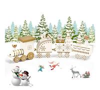 EKKONG Trenino Legno Natalizio Pista Trenino Legno,Treno di Natale in Legno Carino,Mini Trenini ,Decorazioni Natalizie,Festa di Natale del Decorativo (Bianca)