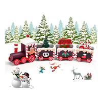 EKKONG Trenino Legno Natalizio, Pista Treno di Natale Carino, Mini Trenini, Decorazioni Natalizie, Festa del Decorativo (Marrone)