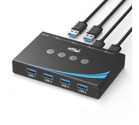 eKL Interruttore USB 3.0 per 4 computer che condividono 4 periferiche USB, hub per PC, laptop, mouse, tastiera, scanner, stampante, con un pulsante di scambio e uscita audio da 3,5 mm