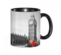 EKLMPS Tazza grande per caffè e tè a colazione - idee regalo per uomo e donna - in porcellana, 330 ml (11oz),Londra, Big Ben Tower, inizio del ponte di Westminster con cabina nera e,
