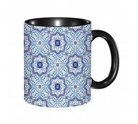 EKLMPS Tazza grande per caffè e tè a colazione - idee regalo per uomo e donna - in porcellana, 330 ml (11oz),Piastrelle in stile marocchino, classico e portoghese, ornamenti, edifici storici