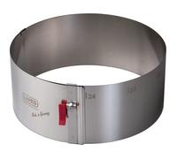 EKM Living Lares - Anello per torta con leva di serraggio e scala, Ø 18-30 cm, altezza: 10 cm, in acciaio a molla regolabile, prodotto in Germania, anello per torta + set di 4 cannucce (altezza 10 cm