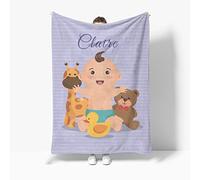 EKMON Coperta per Neonati Personalizzata,Coperta Per Bambino Personalizzato Con Nome Neonato, Morbida e Spessa Bebè Coperta,per Compleanno Natale Personalizzati Regalo.75 * 100cm