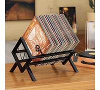 EKNITEY Supporto per dischi in vinile, supporto per dischi in metallo, 80-100 LP, organizer per album audio, facile da montare, nero