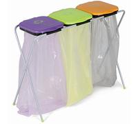 Eko 3 - Cestino Portasacchi per la Raccolta Differenziata. Struttura in Acciaio Zincato con Coperchi Colorati in Plastica