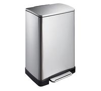 EKO E-Cube - Pattumiera a pedale con coperchio, 40 l, con vano deodorante, in acciaio inox argentato, con secchio interno rimovibile (sistema ammortizzatore, senza impronte digitali, Stay-Open