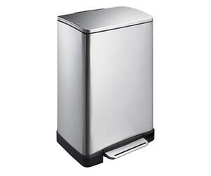 EKO E-Cube - Pattumiera a pedale con coperchio, 40 l, con vano deodorante, in acciaio inox argentato, con secchio interno rimovibile (sistema ammortizzatore, senza impronte digitali, Stay-Open