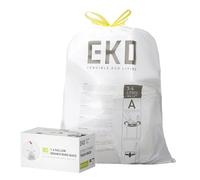 EKO Easy-Dispense Rotolo da 80 sacchetti per la spazzatura extra forti con coulisse, 3-6 litri, 1 confezione bianca, codice A
