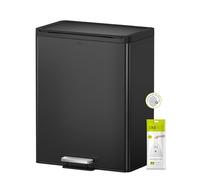EKO Essential - Pattumiera a pedale con coperchio Softclose, 20 L + 20 L, colore: nero opaco